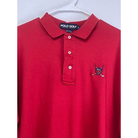 Polo Golf by Ralph Lauren Men's Size XL Red Short Sleeve 3 Button Shirt Logo - Picture 3 of 6